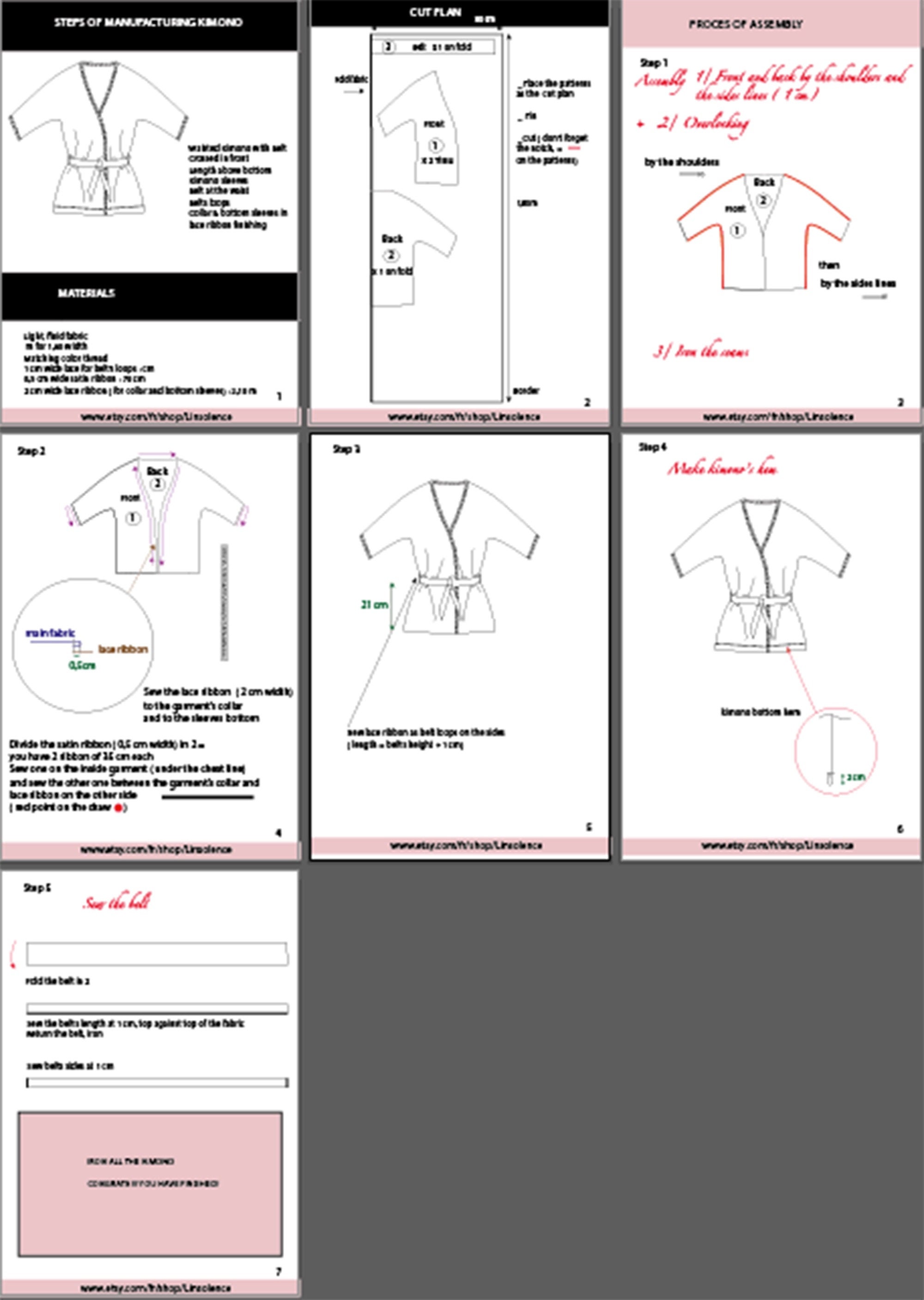 Patron de couture Kimono dentelle lingerie femme - 14