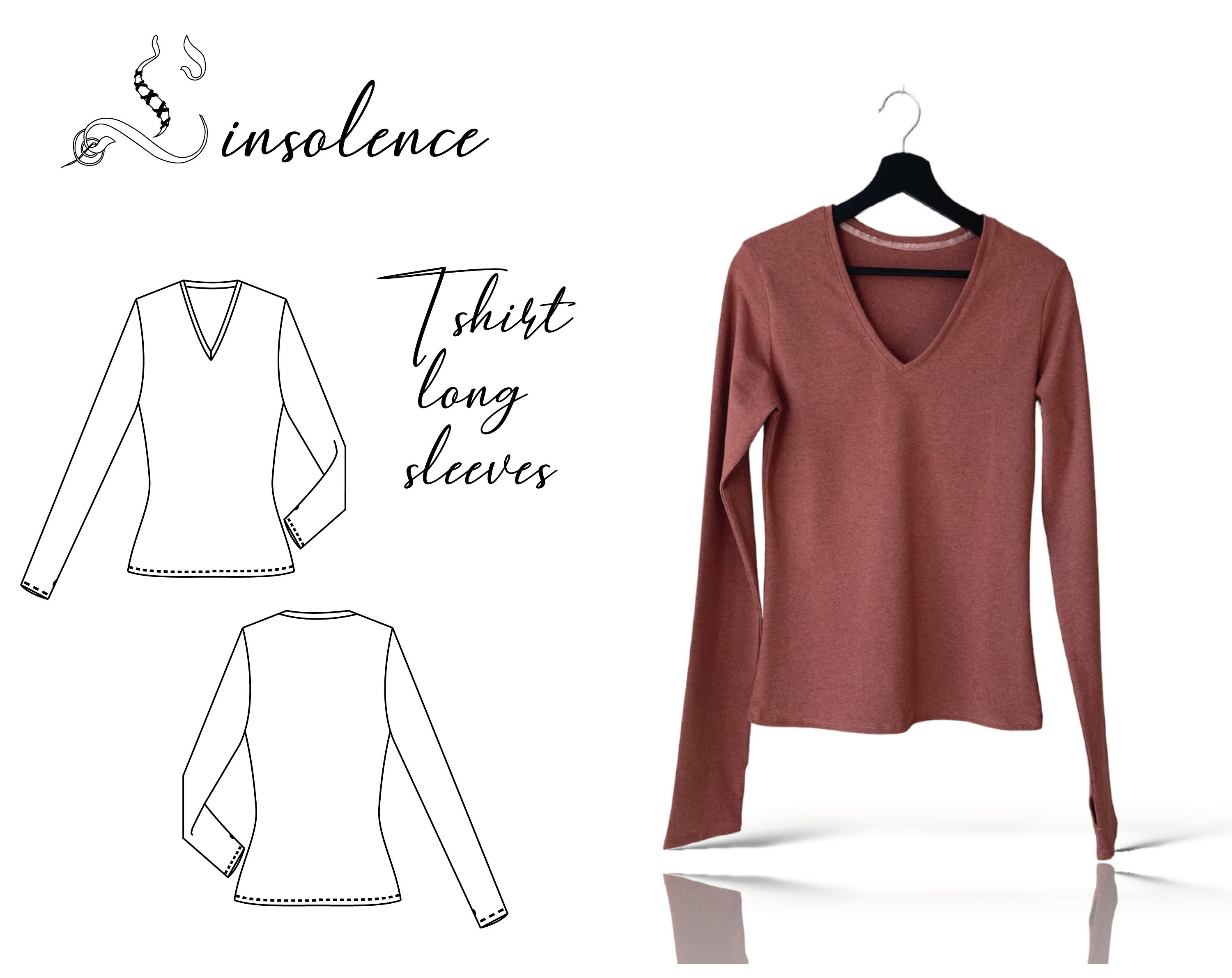 Sewing pattern Long sleeve T shirt - 11