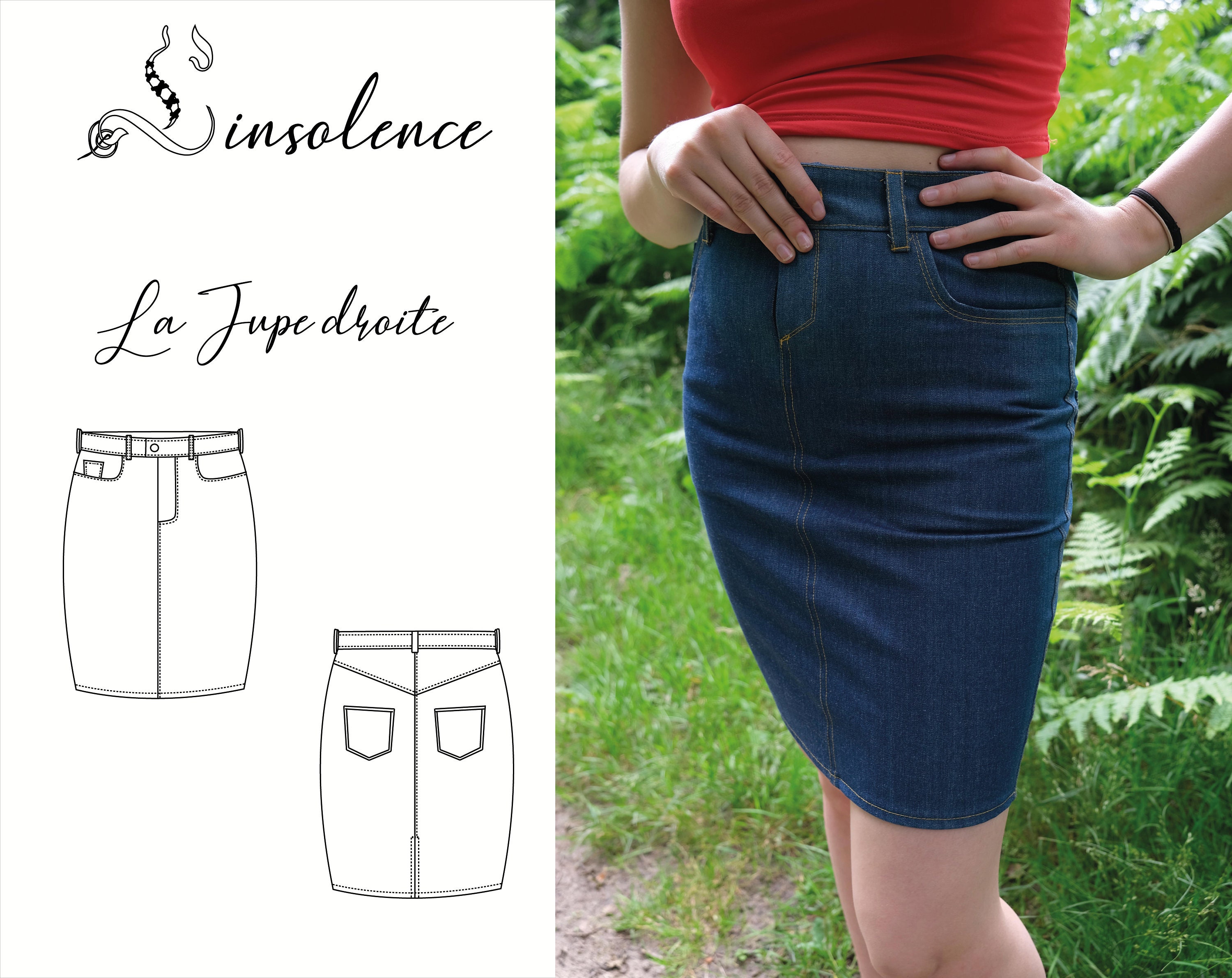 Patron de couture Jupe droite jeans - 9